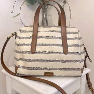 Fossil | Sydney Satchel Bag Neutral Stripe Print